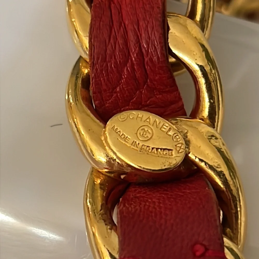 Chanel vintage red leather belt - Picture 7 of 9